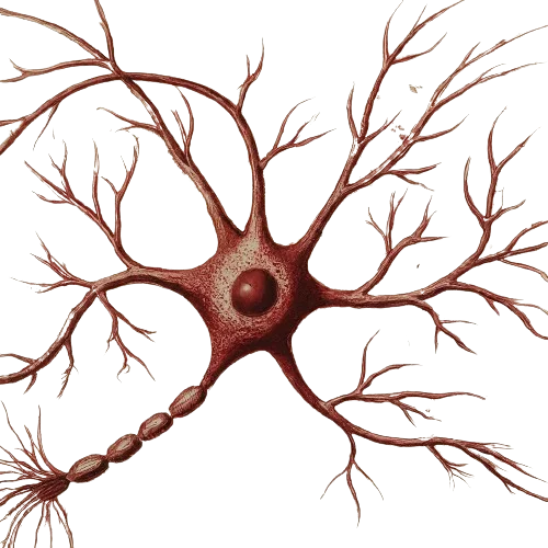 A drawing of a neuron.