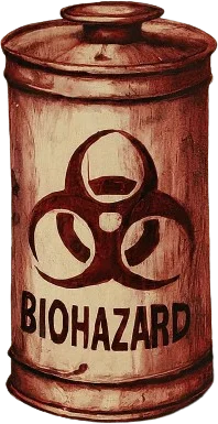 A drawing of a can labeled as a biohazard.