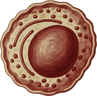 A drawing of an animal cell.