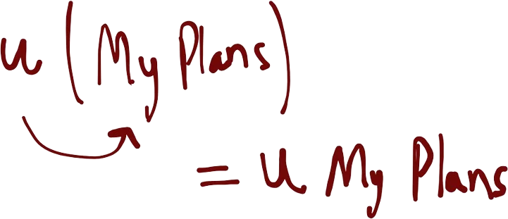 A drawing of the equations "u(My Plans) = u My Plans".