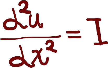 A drawing of the equation "(d^2)(u)/dx^2 = I".