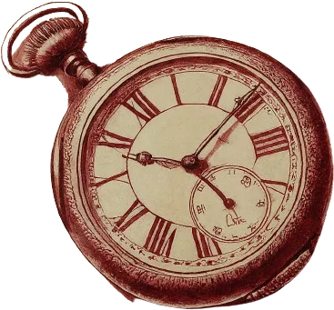 A drawing of a pocket watch.