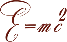 A drawing of the famous equation 'E = mc^2'.